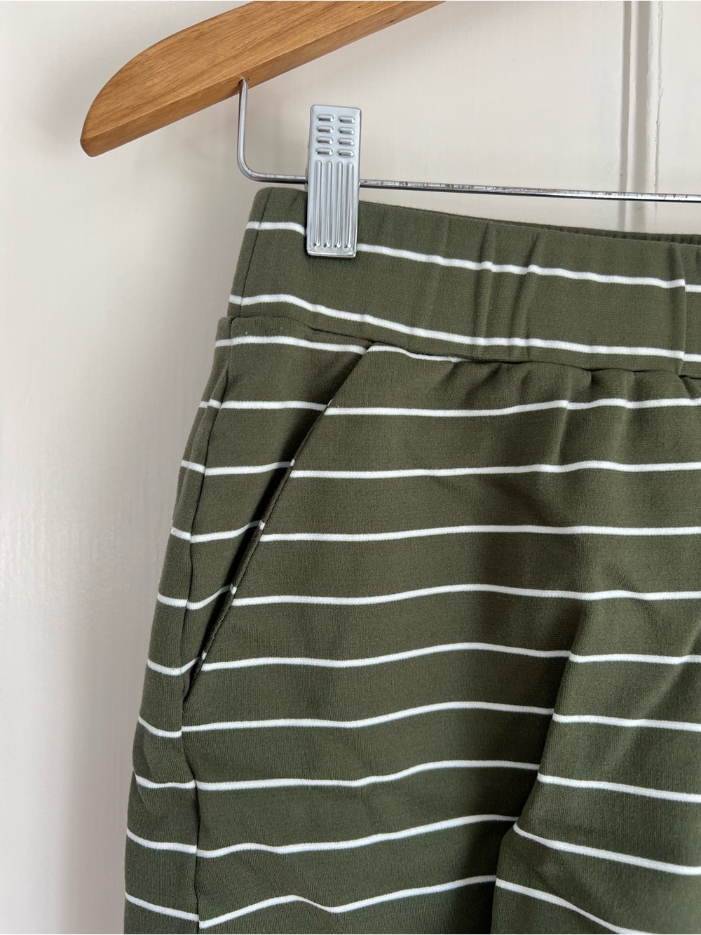 Tuckernuck Olive Green and White Striped Knit Shorts - Picture 3 of 5